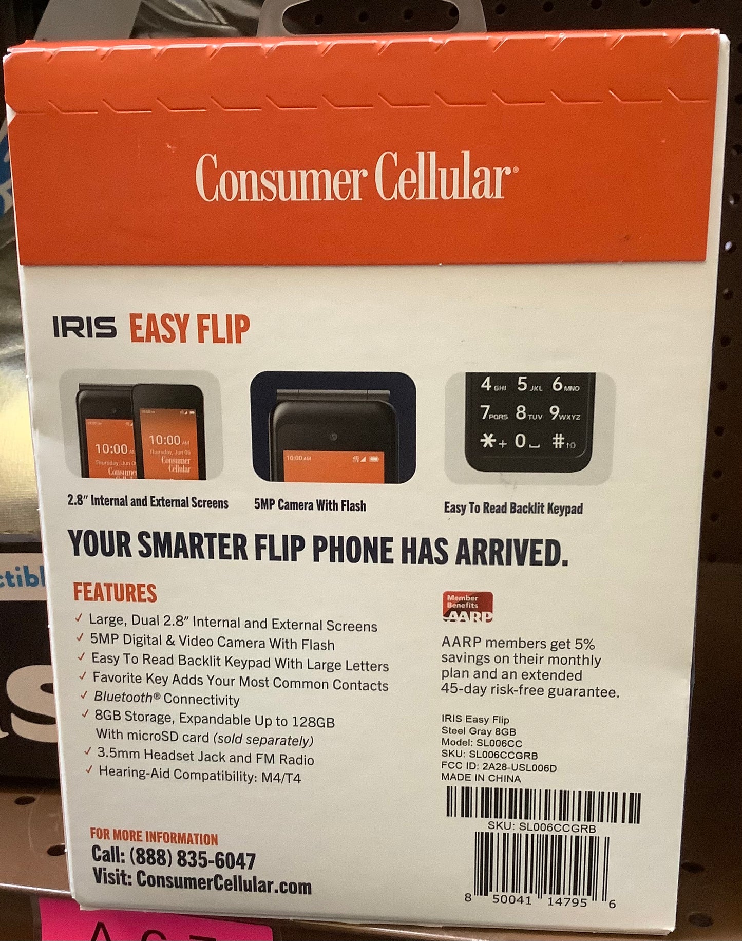 Consumer Cellular Iris Easy Flip (8GB) - Steel Gray