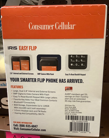 Consumer Cellular Iris Easy Flip (8GB) - Steel Gray