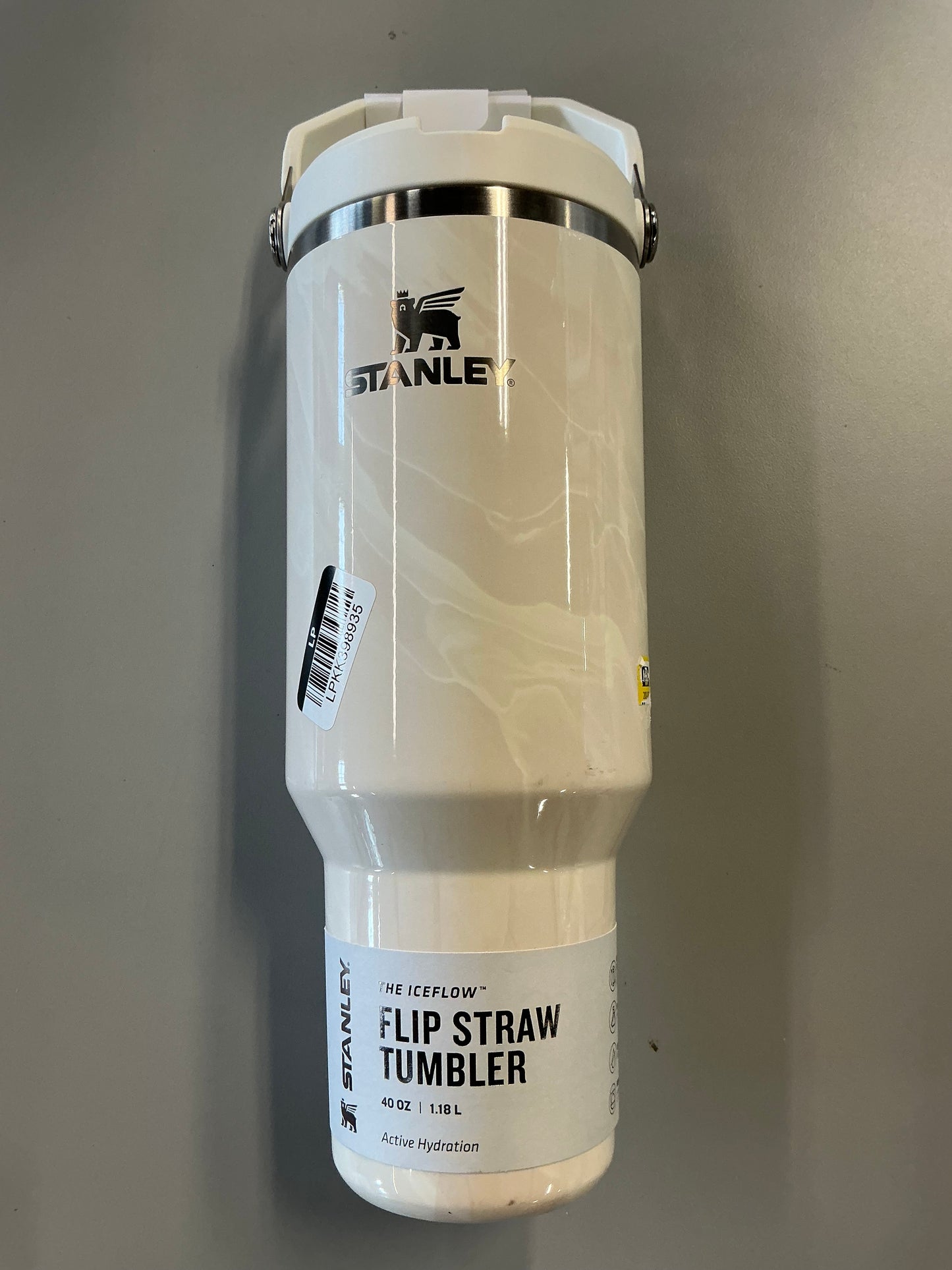 Stanley 40oz Stainless Steel IceFlow Flip Straw Tumbler - Calcite Marble - MINOR COSMETIC DAMAGE DUE TO SHIPPING (see pictures)