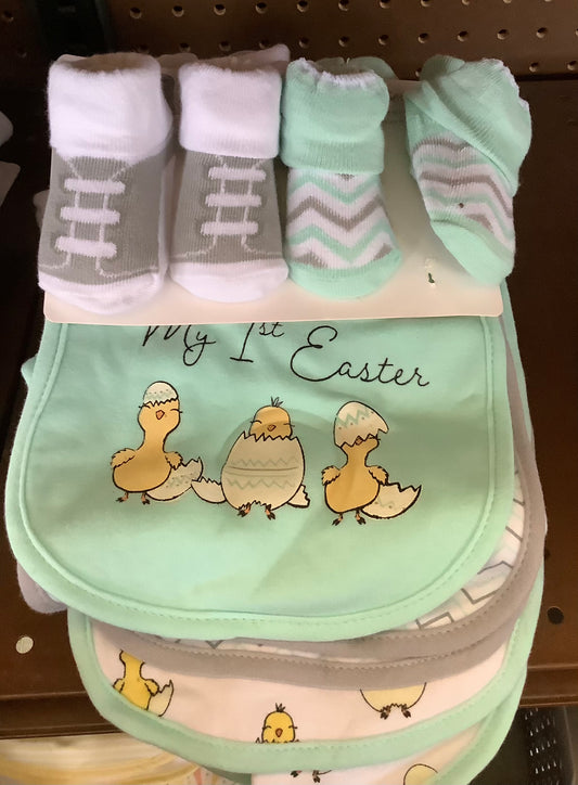 5-Piece My First Easter Bib & Bootie Set