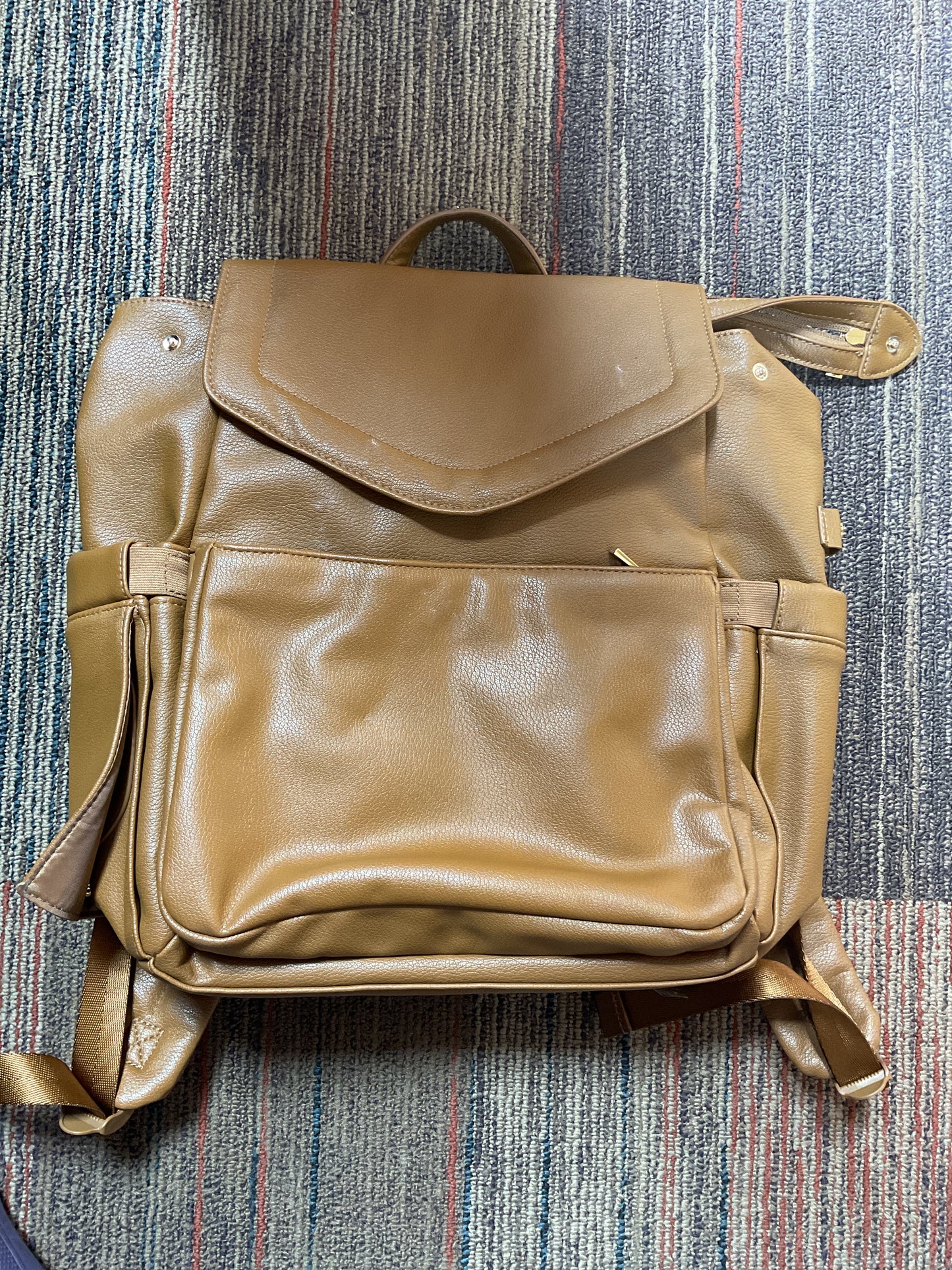 Flap Top Diaper Backpack - Tan/Brown