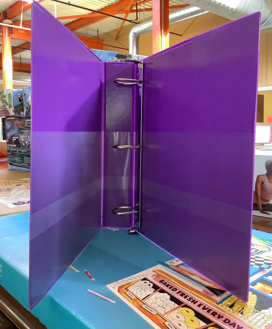 1.5" 3 Ring Binder Clear View Purple -D Rings, 375
Sheet Capacity, 4 Internal Pockets, Cardboard &
Polypropylene