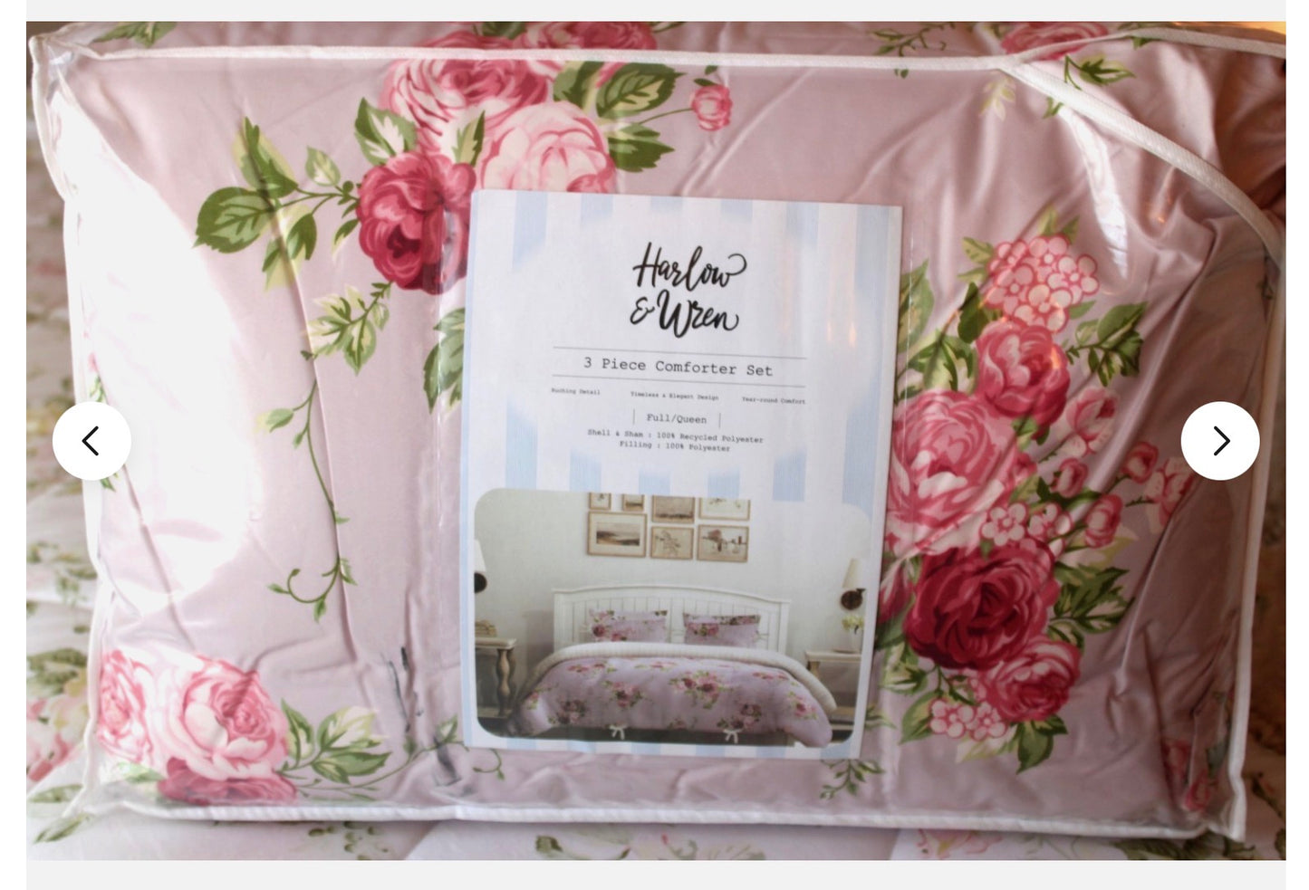 Harlow & Wzen - Ruched Comforter Set - Pink Floral - Repackaged (see pictures) - FOR PICKUP ONLY