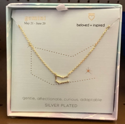 SILVER PLATED GEMINI NECKLACE