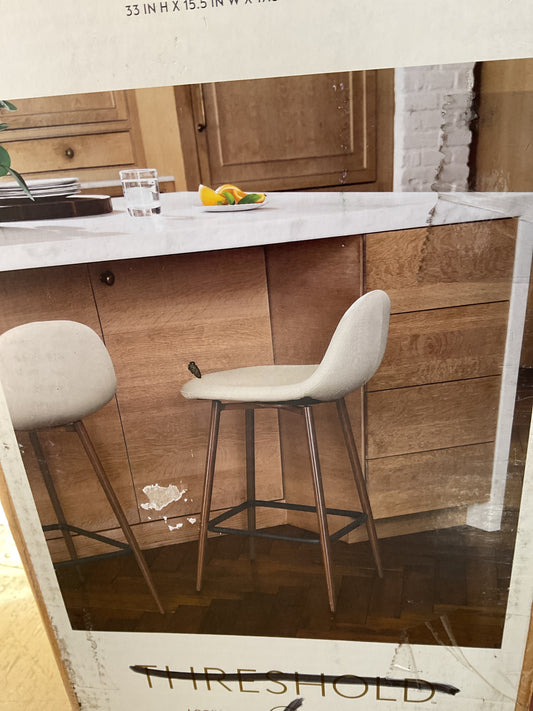 Copley Counter Height Barstool Cream - Upholstered, Metal Frame, Polyurethane Foam Fill