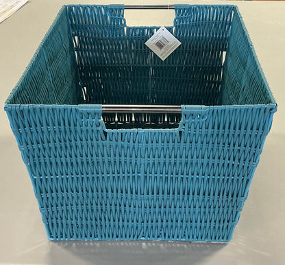 Whitmor - Rattique Storage Canvas Bin Tote (13X15X9.8”) - Berry Blue