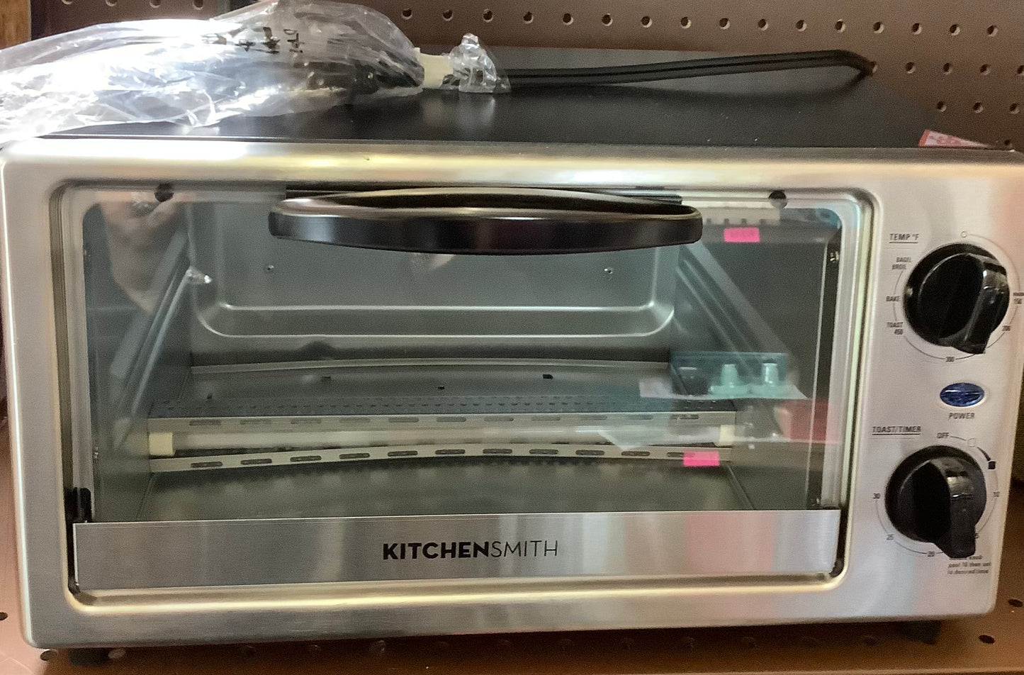 THRIFTY 70-KitchenSmith by Bella Toaster Oven - Stainless Steel:
Countertop Small Toaster, 4-Slice, Adjustable Browning, Auto Shut-Off