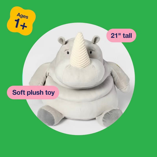 21" Rhino Stuffed Animal - Gigglescape™ - MINOR COSMETIC DAMAGE (SEE PICTURES)