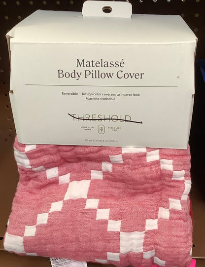 Body Pillow Cover Reversible Matelasse Red Lattice