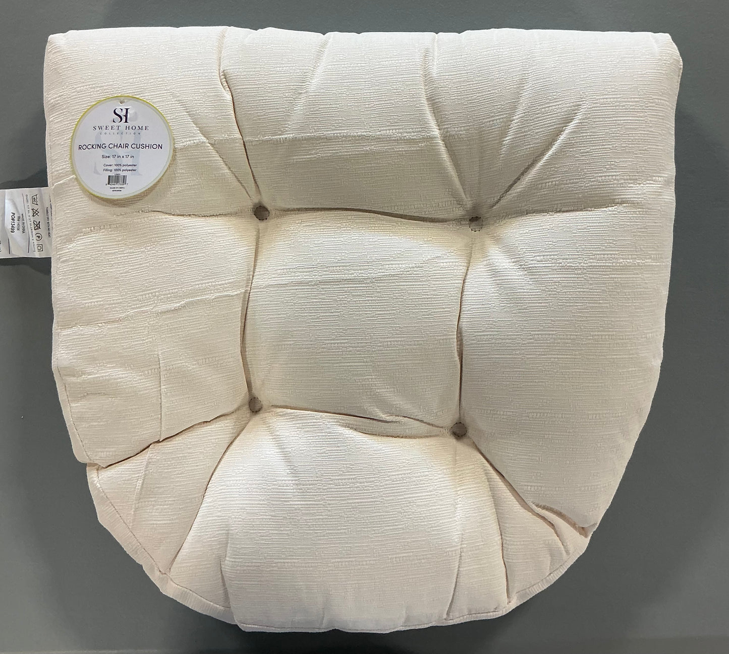 Sweet Home Collection™ Rocking Chair Cushion 2 Piece Tufted Non Slip Set of Upper and Lower Cushions in Linen