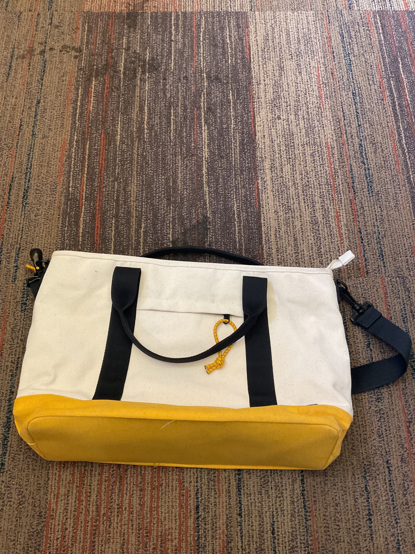 (Clearance )Double Handle Tote Bag-White top and Yellow bottom