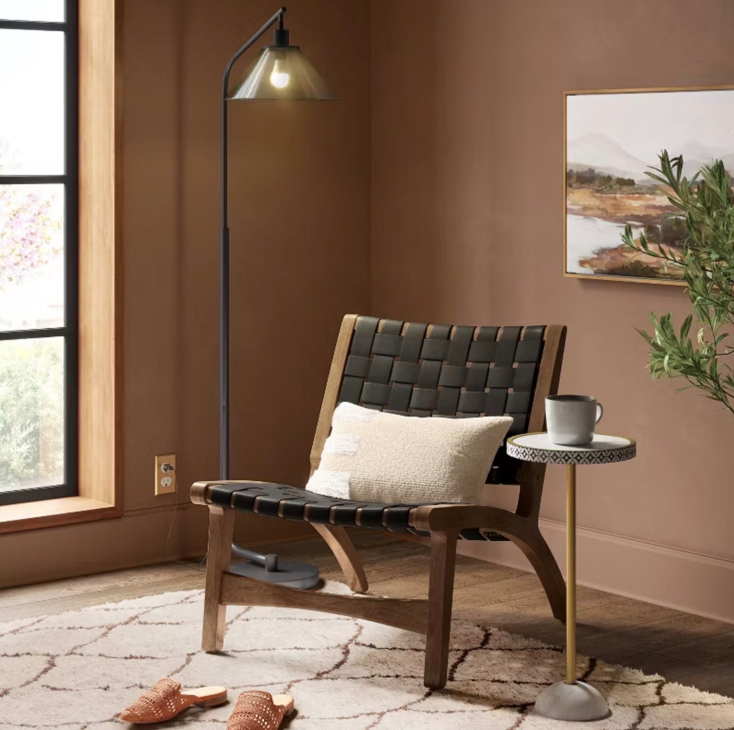 Smoked Glass Floor Lamp Black - FOR PICKUP ONLY