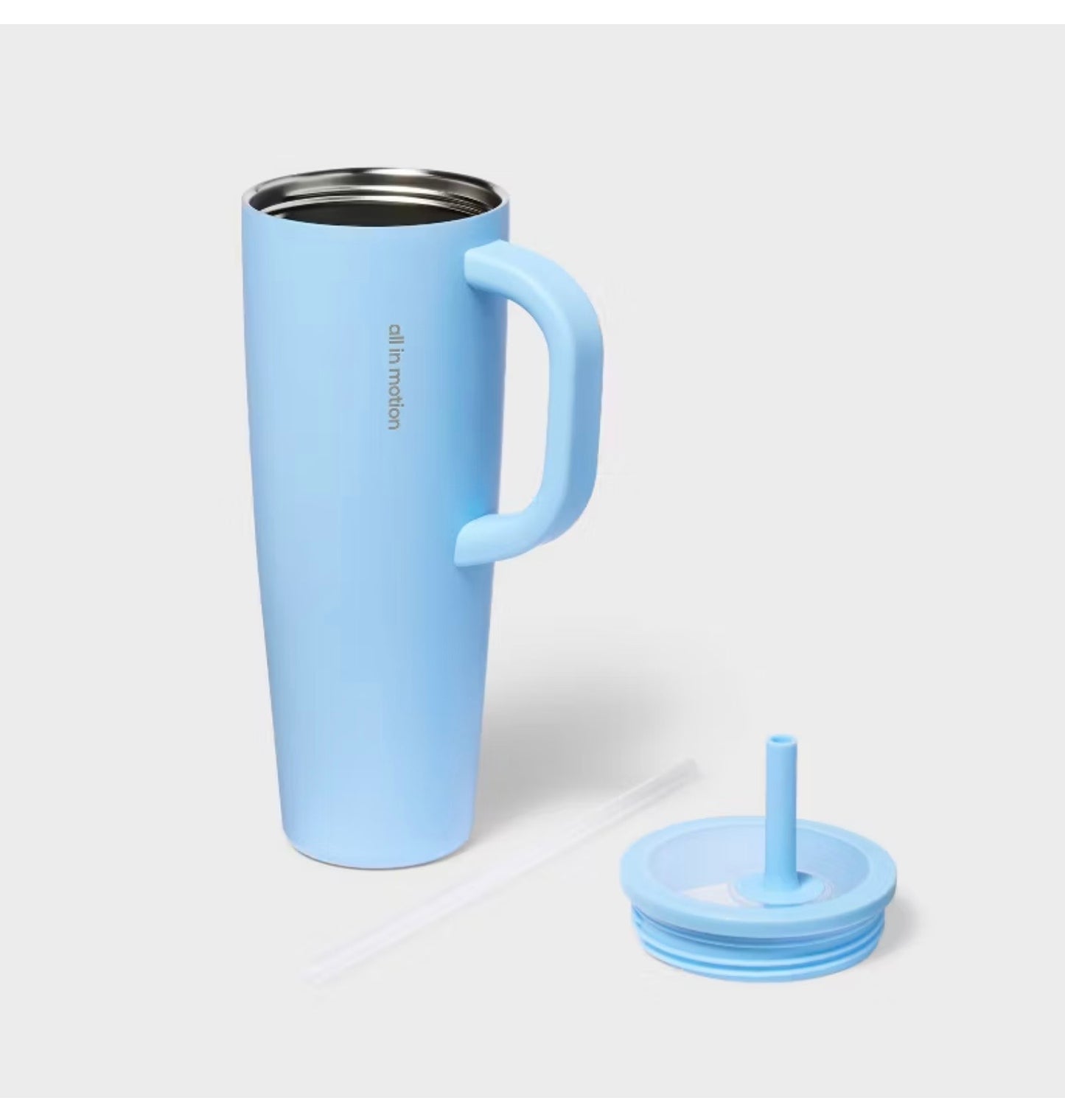 40 fl oz Stainless Steel Tumbler with Straw Blue - Minor Cosmetic Damage - May Be Missing Packaging (see pictures)