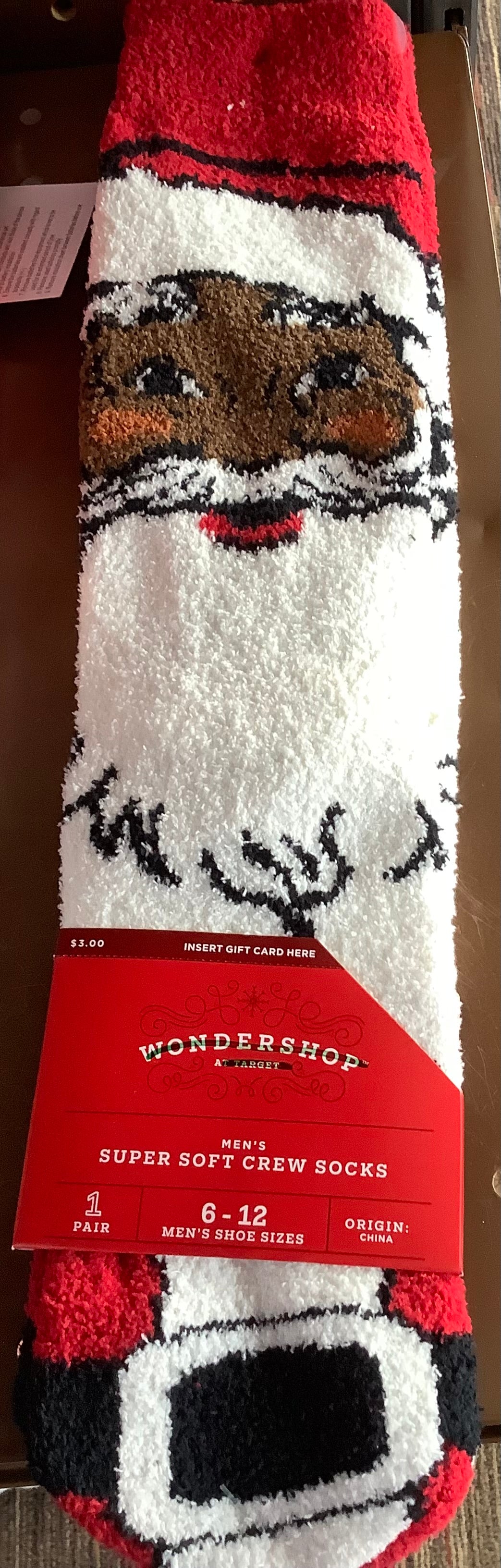 Men’s Super Soft Crew Socks Black Santa Size 6-12