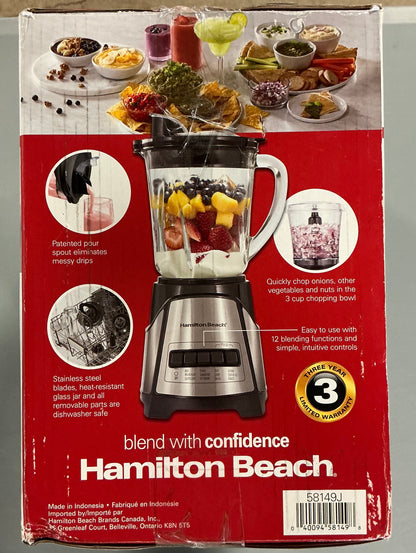 THRIFTY 70 - Hamilton Beach 2-in-1 Blender and Food Chopper- Open Box - USED (See Pictures)- FINAL SALE- NO RETURNS - AS IS