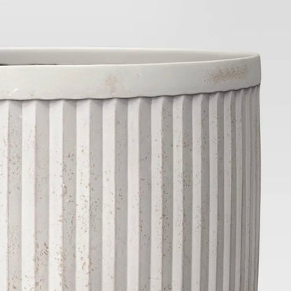 Weathered Ribbed Composite Indoor Outdoor Planter Pot - Off White - May Have Minor Cosmetic Damage (see pictures) - FOR PICKUP ONLY