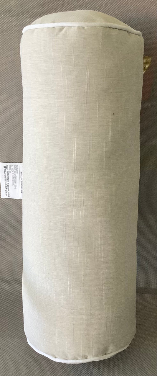 20"x8" Solid Cylinder Outdoor Bolster Pillow with Contrast Piping Tan