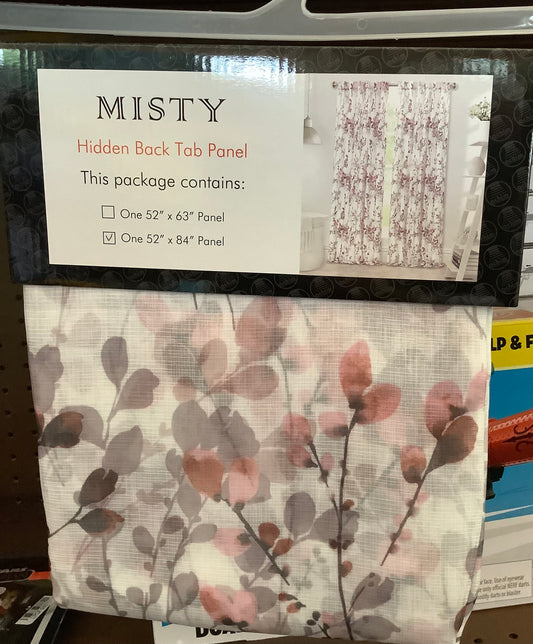 (CLEARANCE) 1-Panel Furnishings Misty Back Tab Window Curtain Panel, 52" x 84".
", Blush