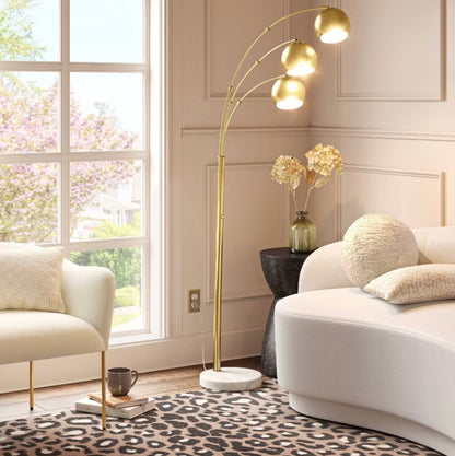 75.5"x29.5" Span 3-Head Metal Globe Floor Lamp - Brass - Out of Box - FOR PICKUP ONLY