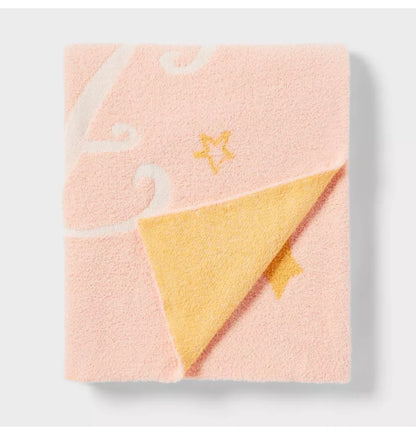 Princess 'Follow Your Dreams' Kids' Throw Blanket - The Disney Collection - Pink/Yellow - 58”X48” -Open Packaging
