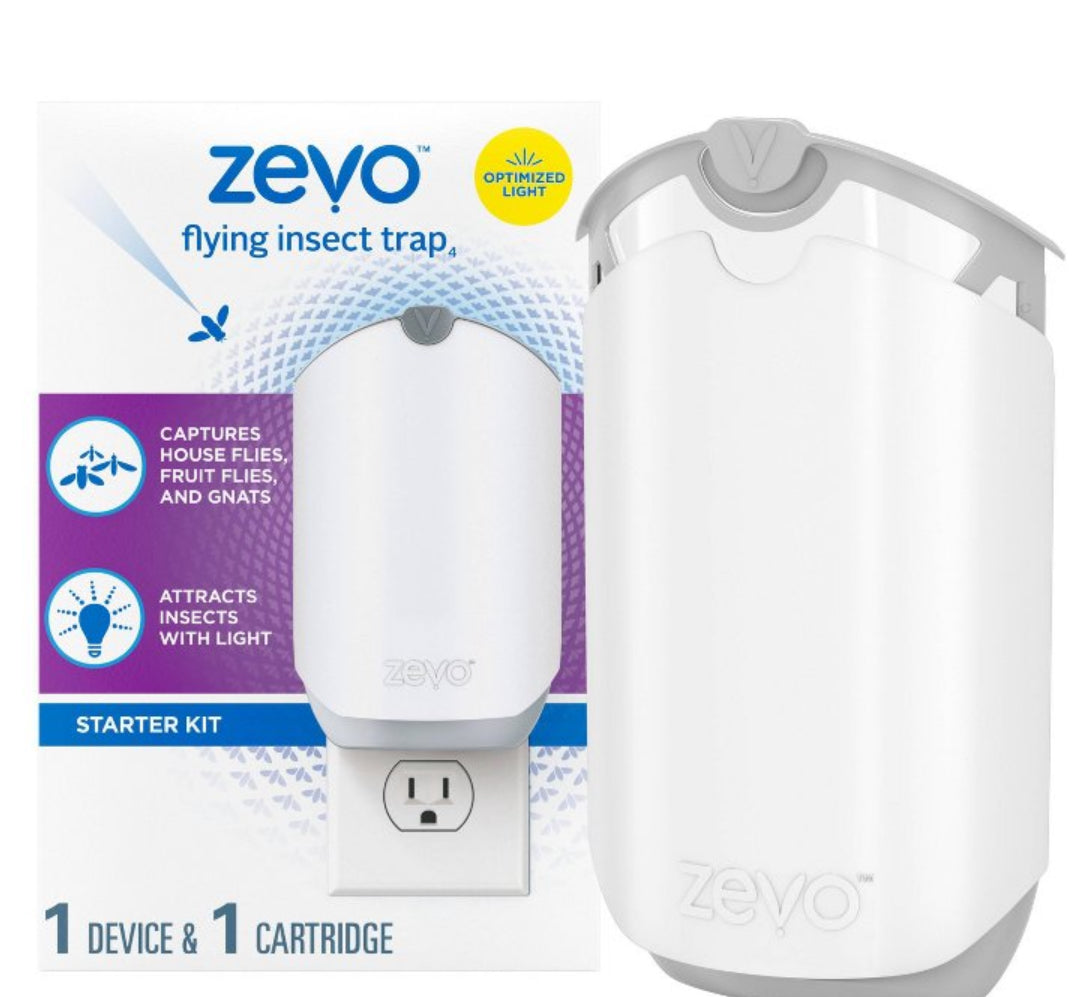 Zevo Indoor Flying Insect Trap for Fruit flies, Gnats, and House Flies (1 Plug-In Base + 1
Refill Cartridge)