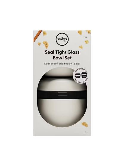 W&P Design 2pc (16oz and 24oz) Glass Seal Tight Bowls Cream