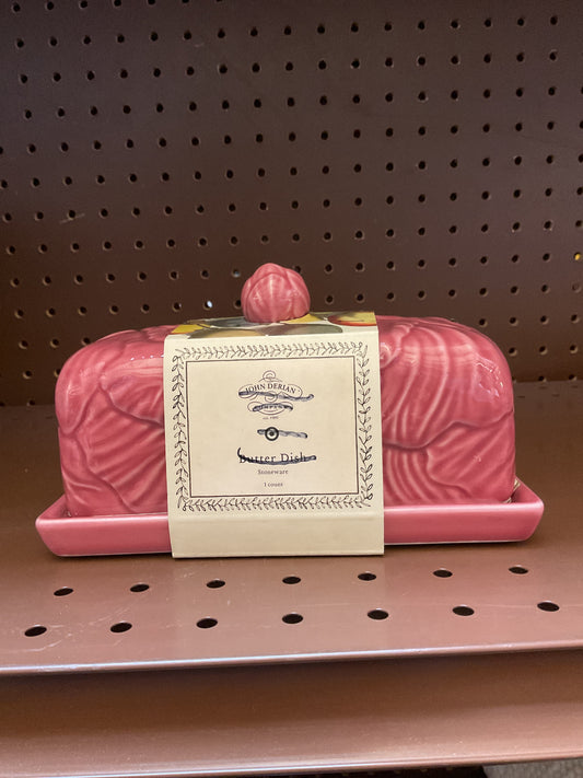 Cabbage rose butter dish