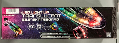 THRIFTY 70 - Cipton LED Light Up Translucent  22.5” Skateboard - Open Box - USED (See Pictures)- FINAL SALE- NO RETURNS - AS IS