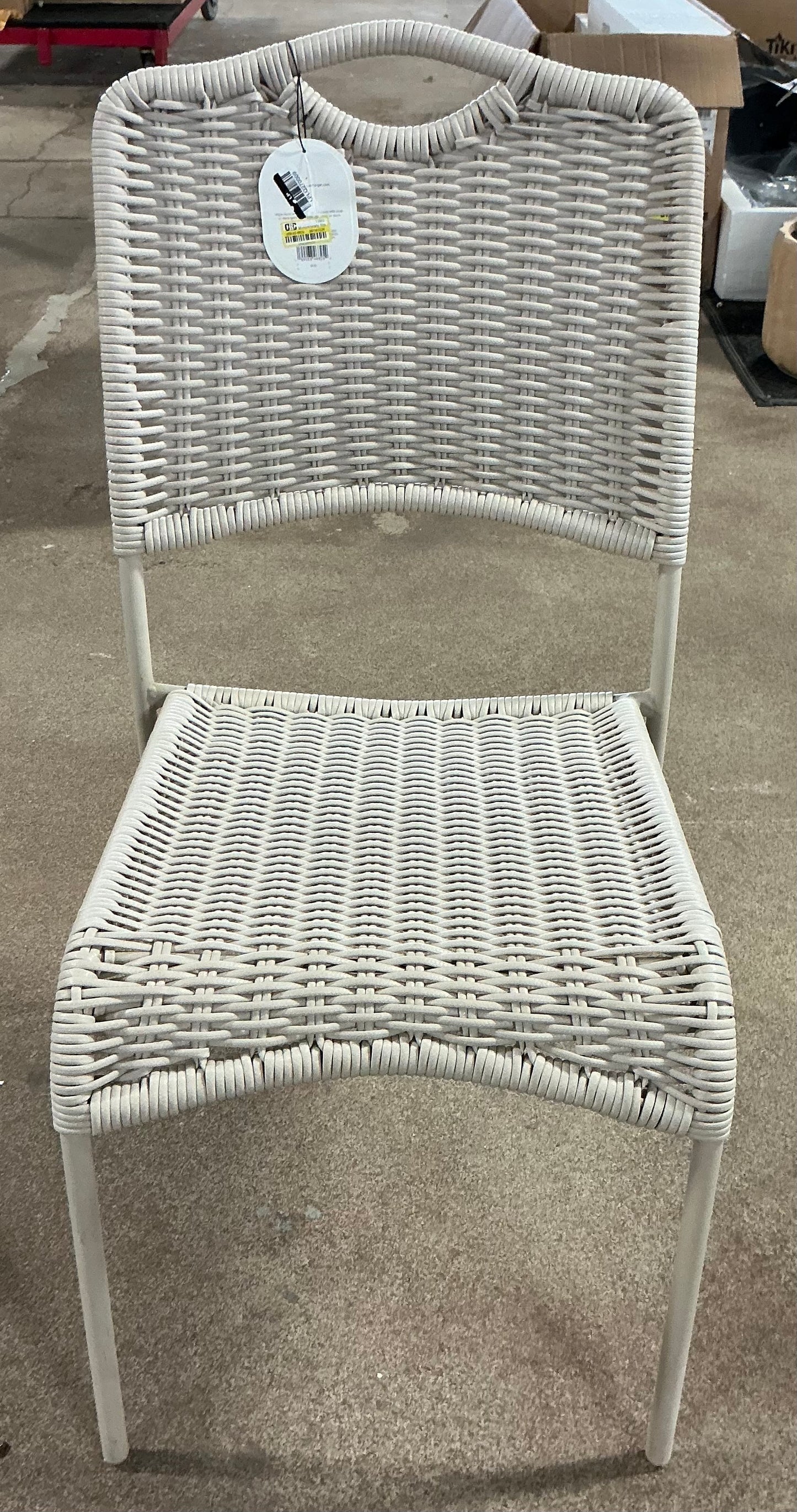 Monochromatic Rope Armless Patio Dining Stack Chair - Beige - Out of Box - FOR PICKUP ONLY