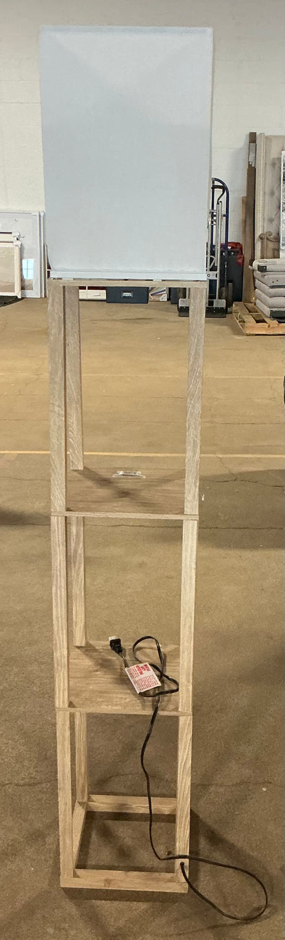 62.5" Alabaster Shelf Floor Lamp Light Brown - Linen Shade, MDF Body - Out of Box - Minor Cosmetic Damage (see pictures) - FOR PICKUP ONLY