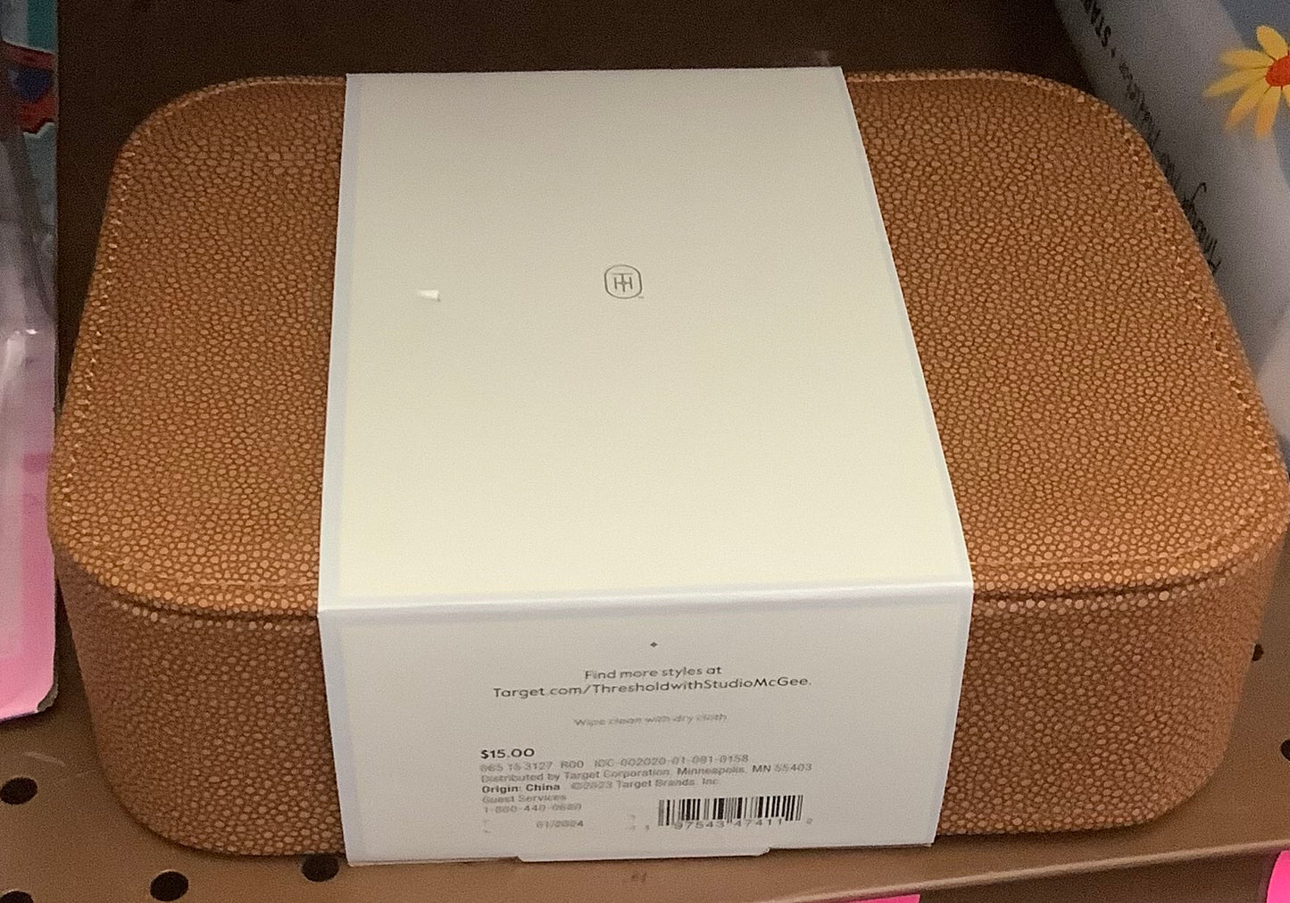 Small Shagreen Box with Lid Faux Leather, Secure Storage