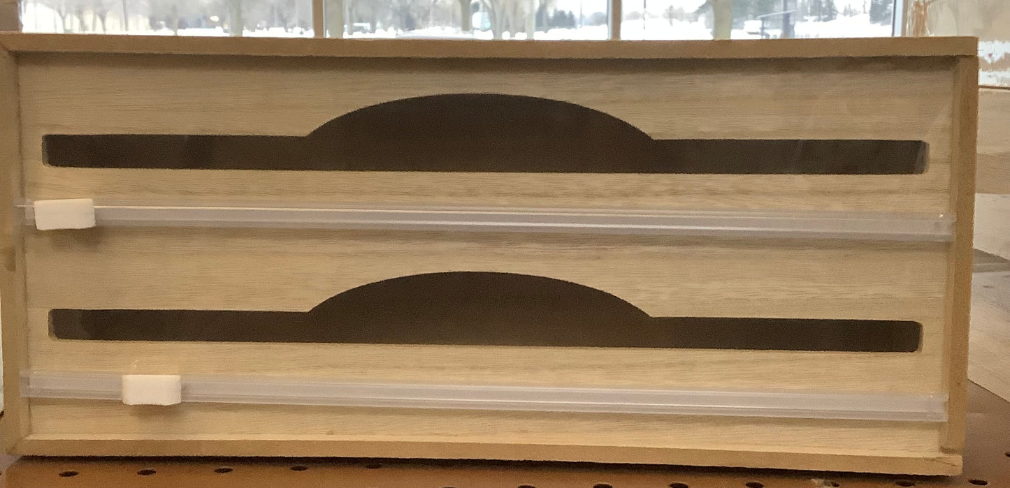 Dispenser with cutter for foil and Plastic wrap - wood