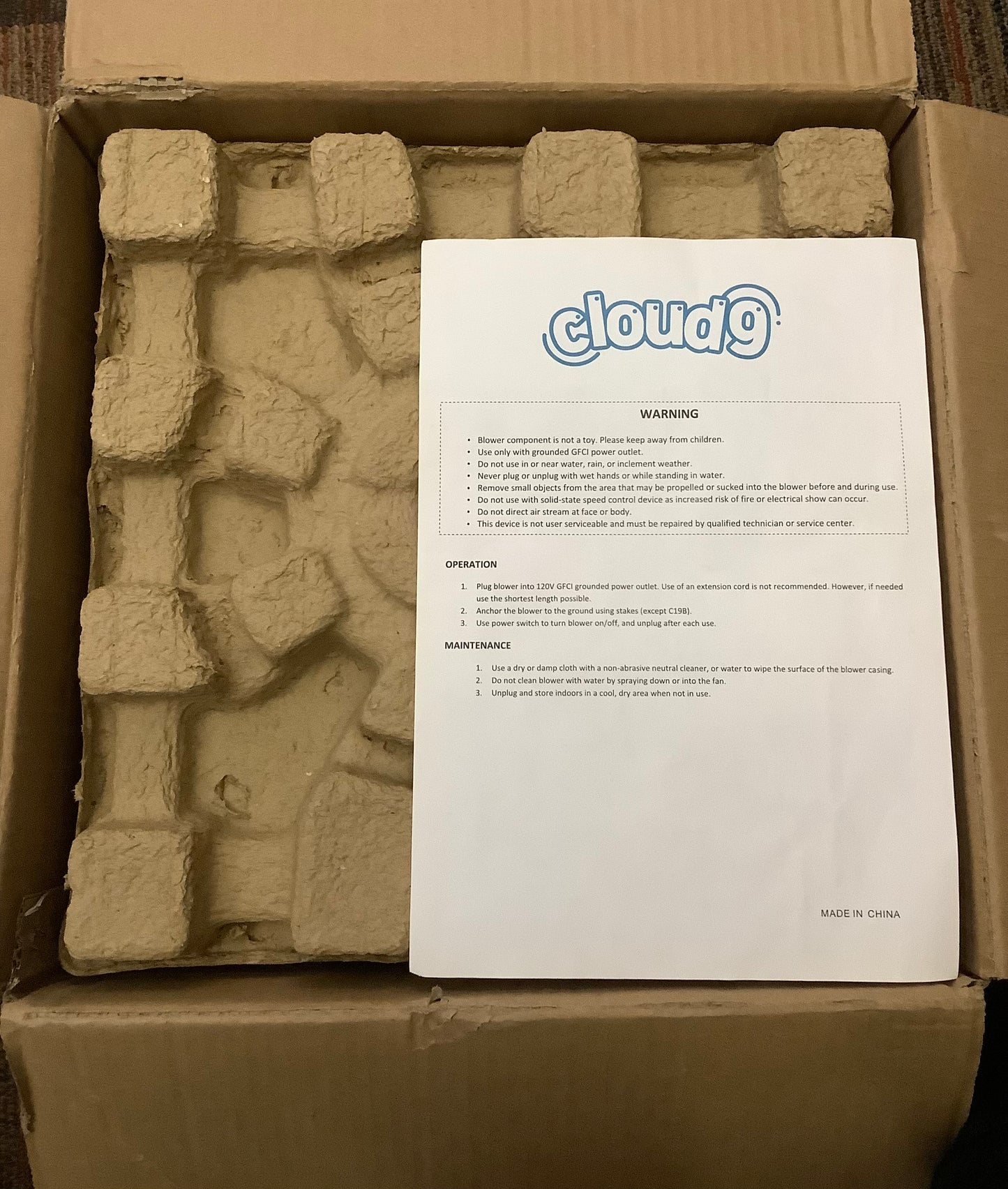 Cloud 9 Inflatable Bounce House Blower 1200 Watt 1.5 HP Air Blower Fan