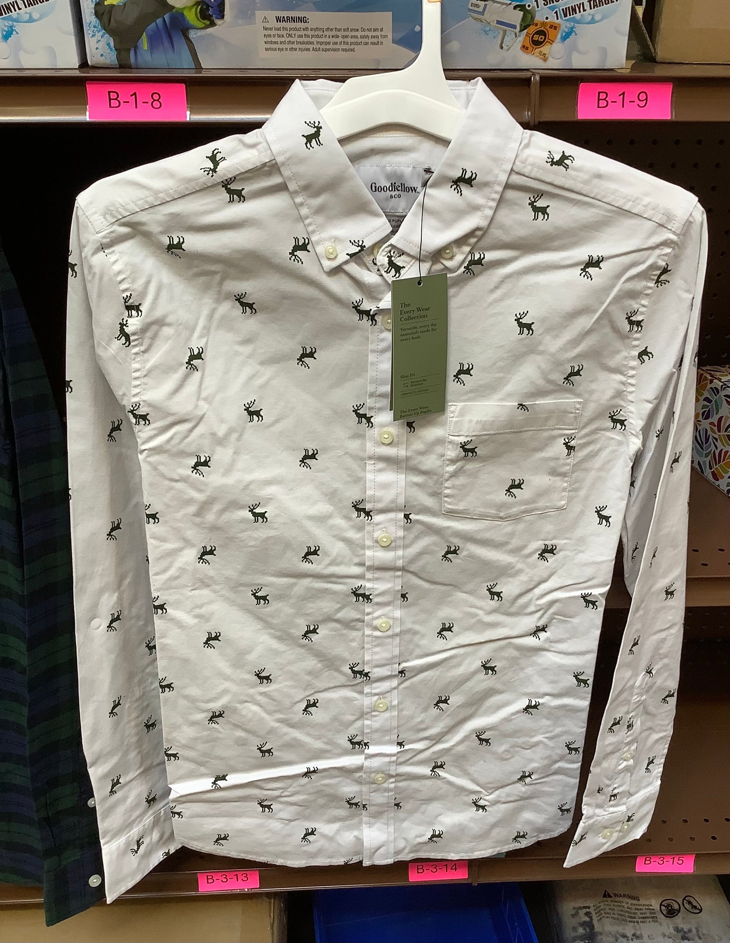 ADULT MENS SIZE SLIM FIT BUTTON-UP LONG SLEEVE-DEER PRINT