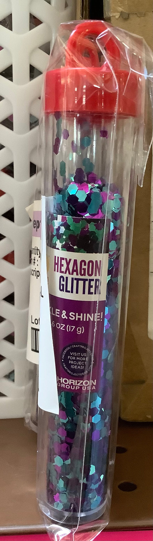 3-Pack Hexagon Glitter .6oz Tube Multi Purple/ Teal