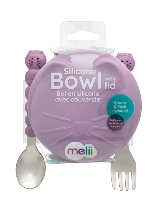 Melii - Silicone Animal Bowls with Lid and Utensils