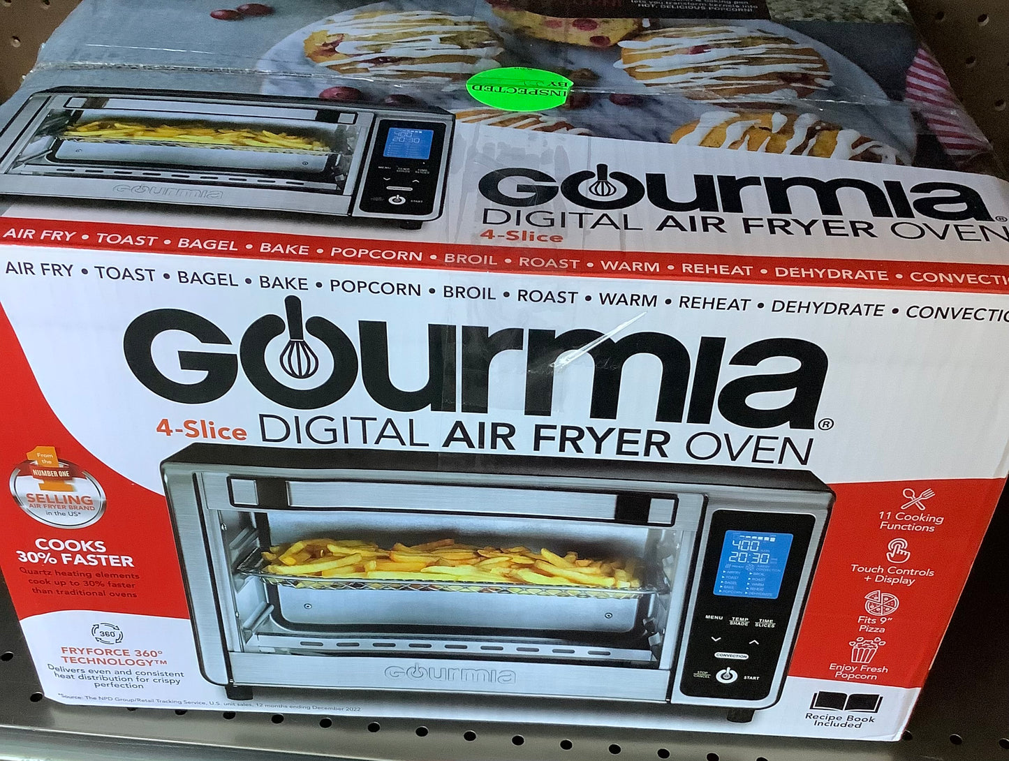 Gourmia Digital 4-Slice Toaster Oven Air Fryer with 11
Cooking Functions Stainless Steel Gray: 1000W, Dishwasher-Safe Parts