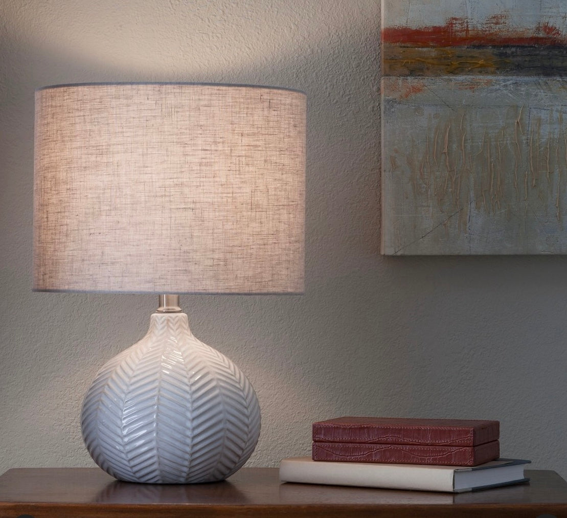 (CLEARANCE) Textured Ceramic Accent Lamp Cream - 
Herringbone Pattern, No Bulb Included, UL Listed