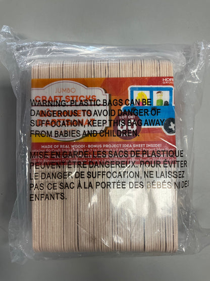 Horizon Group USA Jumbo Wooden Craft Sticks, 5.9 in x 0.7 in (60 ct each) - 3 pack