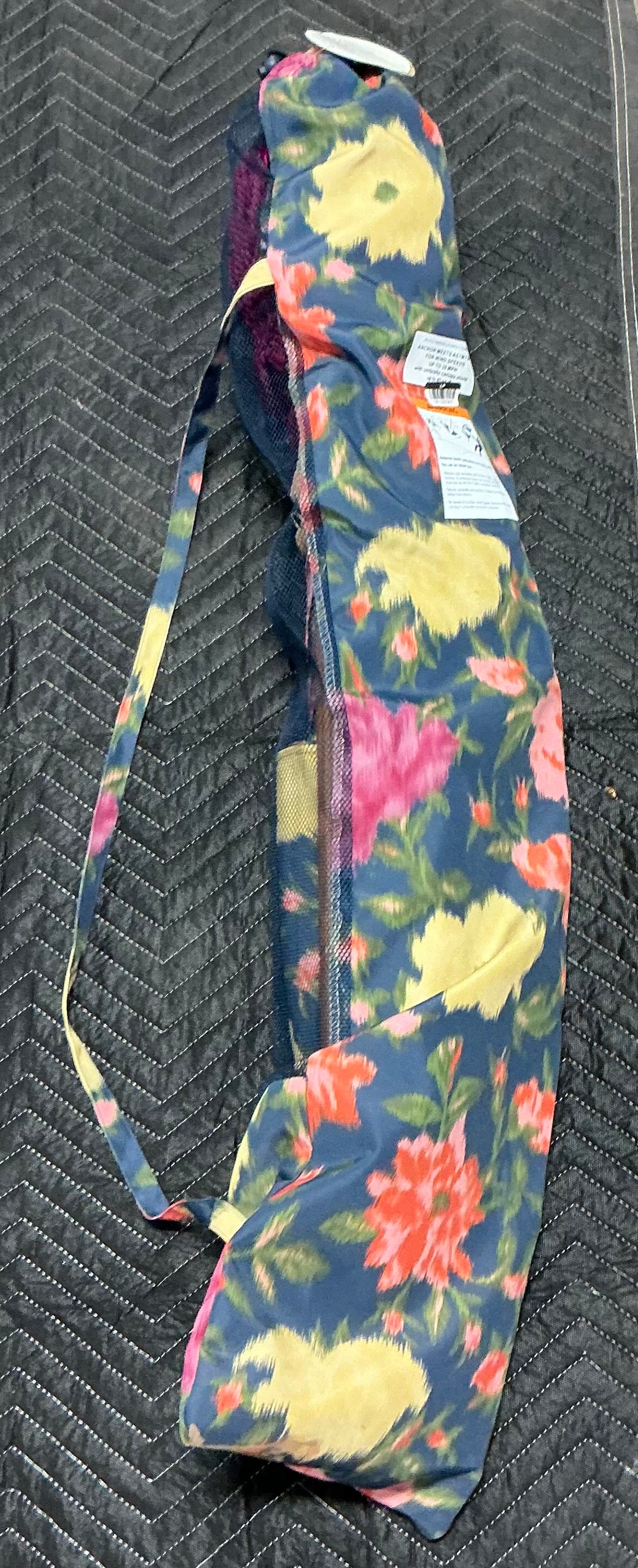 6' Round Floral Beach Umbrella with Fringe - Burgundy FOR PICKUP ONLY