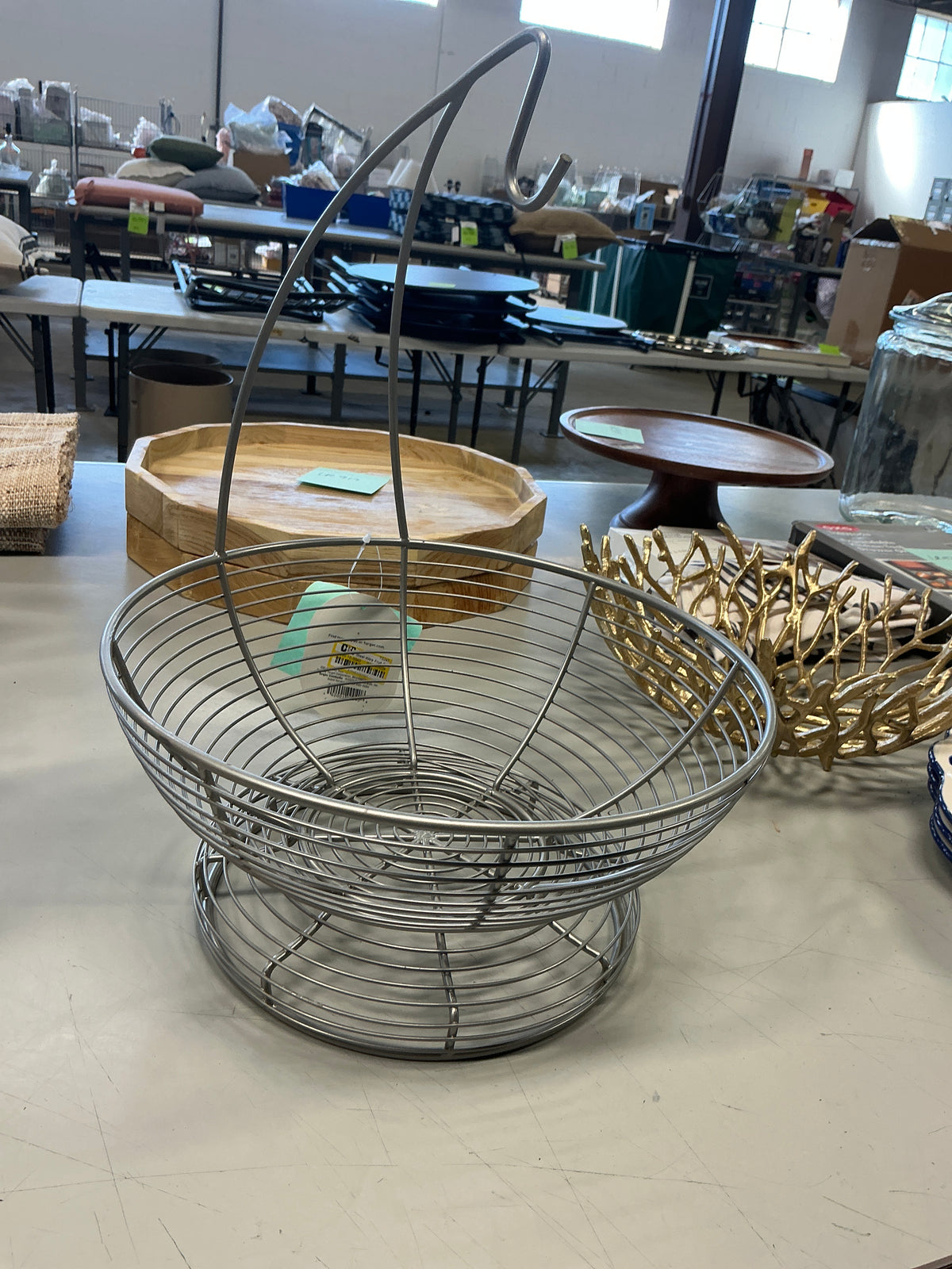Silver Fruit Basket with Banana hanger Threshold