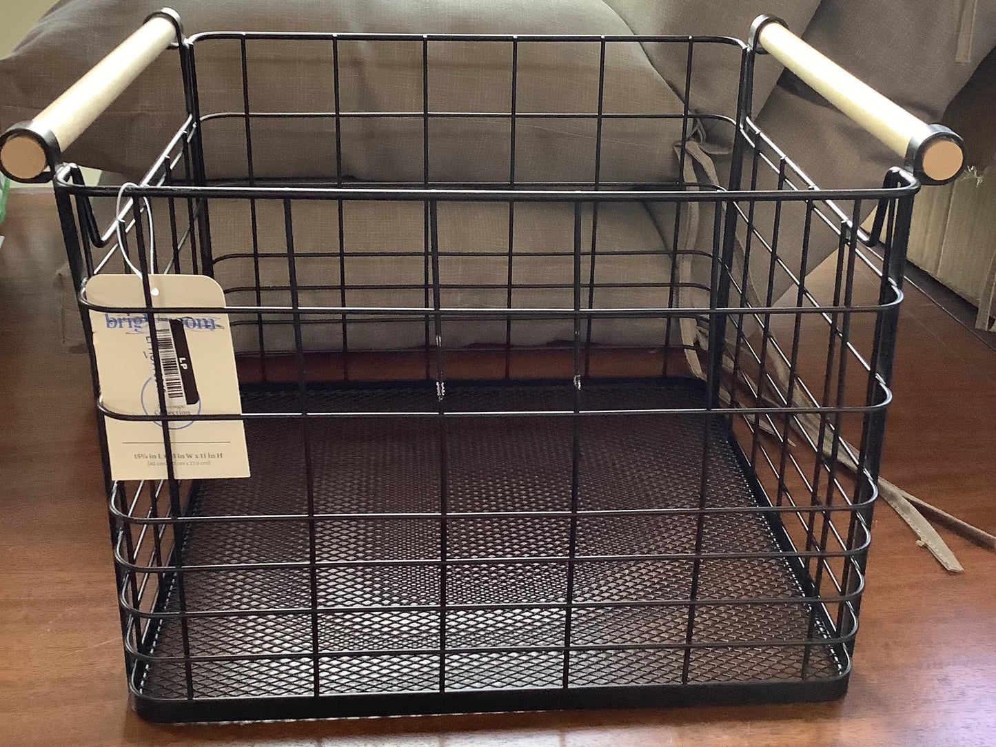 Large Wire Natural Wood Handles Milk Crate Black