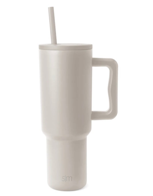 Simple Modern Trek 40oz Stainless Steel Lidded Tumbler - Almond Birch -Dishwasher-Safe Portable Drinkware for Cold Beverages - Minor Cosmetic Damage - May Be Missing Packaging (see pictures)