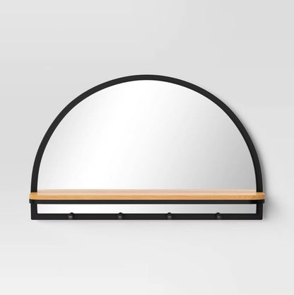 24x15 Arch Wall Mirror with Shelf and Pegs Brown/Black - Open Box (see pictures, may have some minor cosmetic damage) - FOR PICKUP ONLY