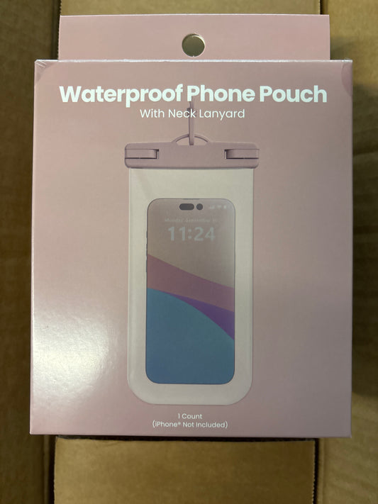 CASE PACK - Waterproof Phone Pouch with Lanyard - Pink - 12pk