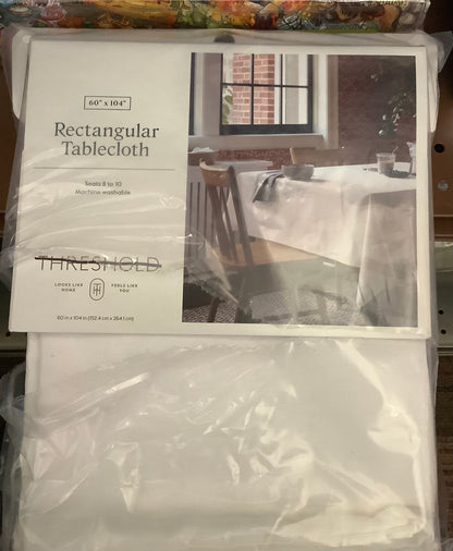 104"x60" Linen Blend Tablecloth Cream