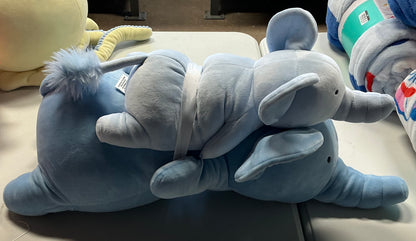 Elephant and Baby Weighted Plush Kids' Throw Pillow Blue