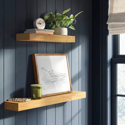 36" Floating Wood Shelf - Natural - Threshold™: Modern Storage, Open Shelving, Wall Mount, 33lb Capacity - Open Box (see pictures) - FOR PICKUP ONLY