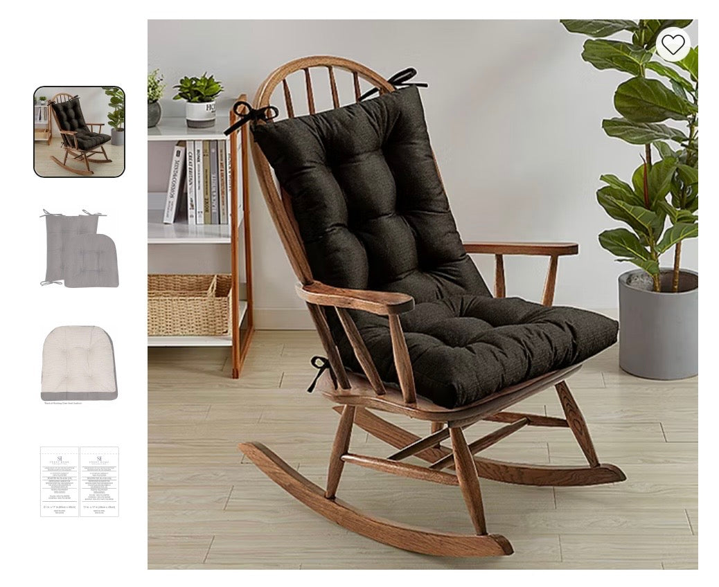 Sweet Home Collection™ Rocking Chair Cushion 2 Piece Tufted Non Slip Set of Upper and Lower Cushions