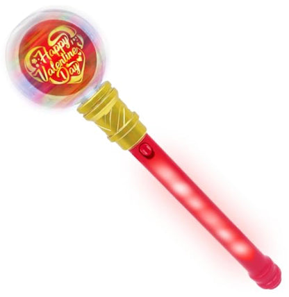 Valentines Day Light Up Wand - 13 Inch Light Wand with 16 LEDs, Light Spinner and Light Patterns